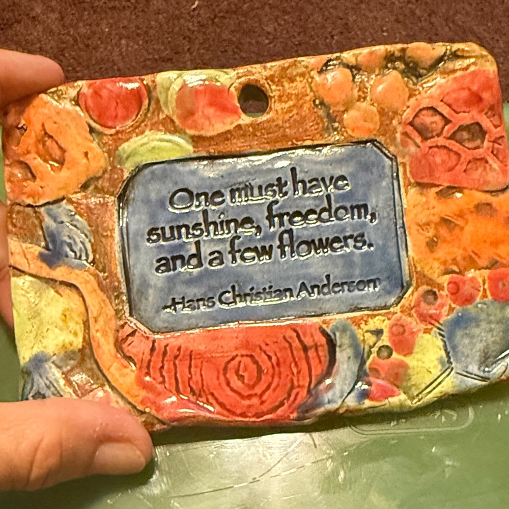 Colorful Ceramic Wall Art with Inspirational Quote